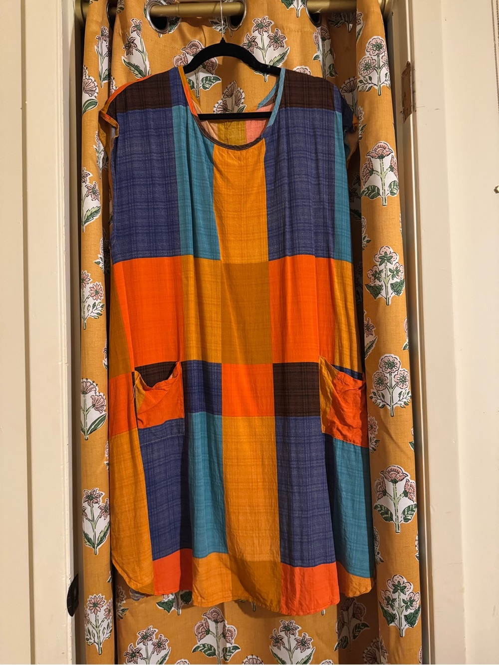 SHEIN Orange, Blue & Teal Colorblock Midi Dress
